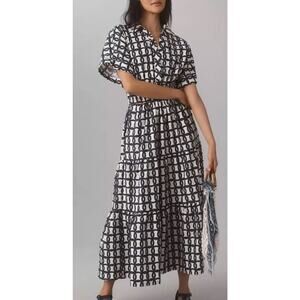 Anthropologie The Somerset Maxi Dress: Blue & Green Design Shirt Dress Edition